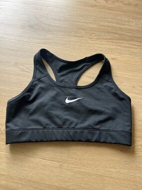 Nike Black Racerback Sports Bra with White Swoosh